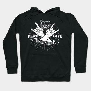 'Peace Love and Rock n Roll' Cool Rock n Roll Sixties Gift Hoodie